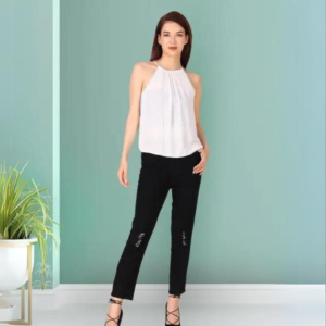 Stretchable Denim Black Knee Slit Jogger Jeans