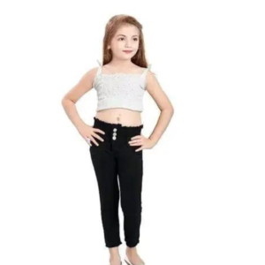 Girls Black Cotton Blend Jeggings